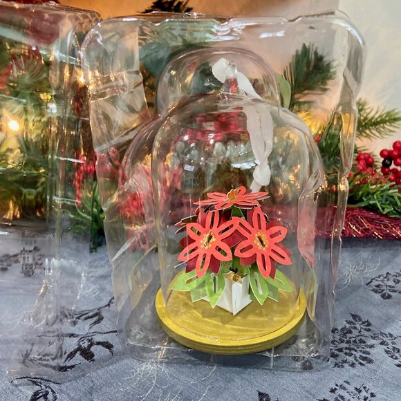Hallmark Keepsake Ornament "POINSETTIA" Glass Cloche - Picture 4 of 13